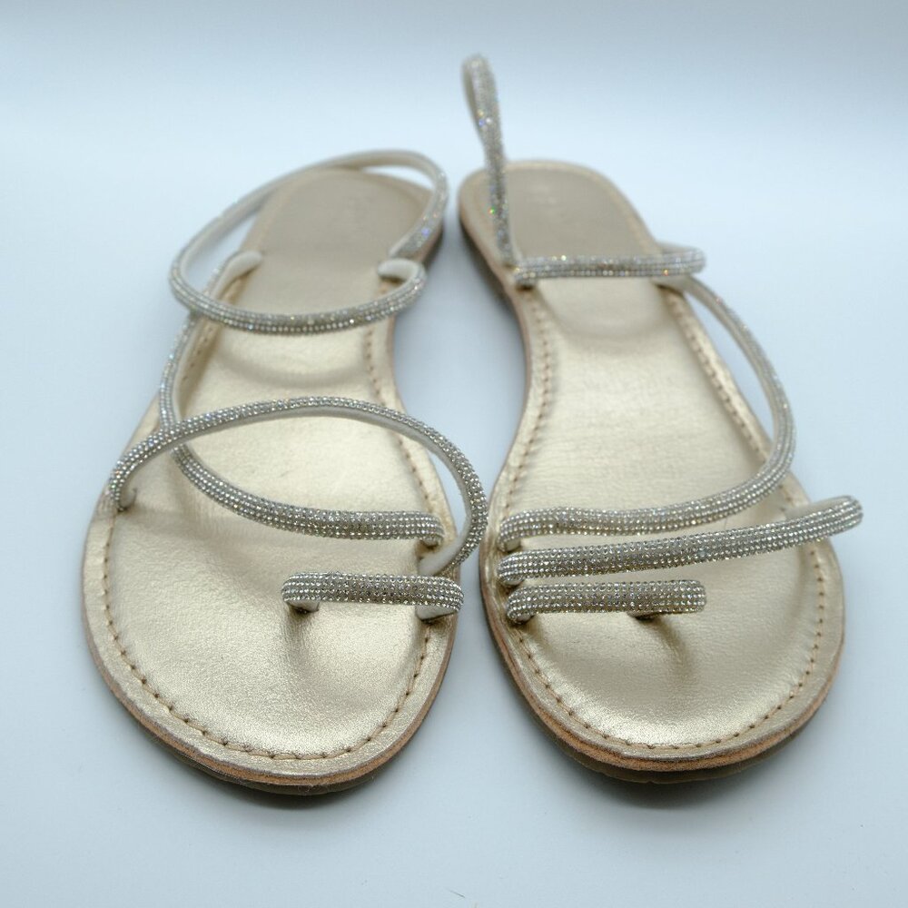 Camilla sparkly silver strappy flat sandals - 39